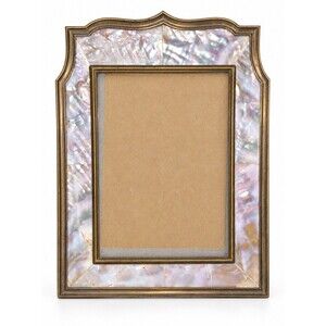 Stiffel Mother of Pearl Tabletop Picture Frame Holds 5x7” Photo Metal